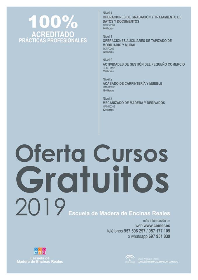 Cursos de Formación gratuitos. Escuela de la Madera.