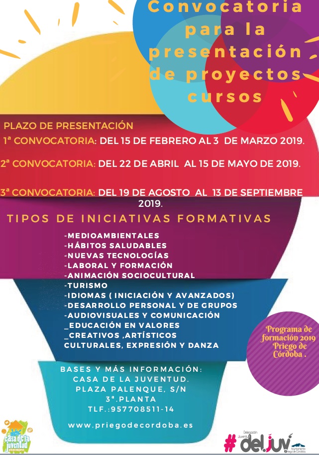 Convocatoria Programa Formativo 2019 Priego de Córdoba (Bases para la propuesta de cursos)