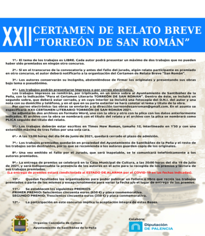 XXII Certamen de relato breve “Torreón de San Román”