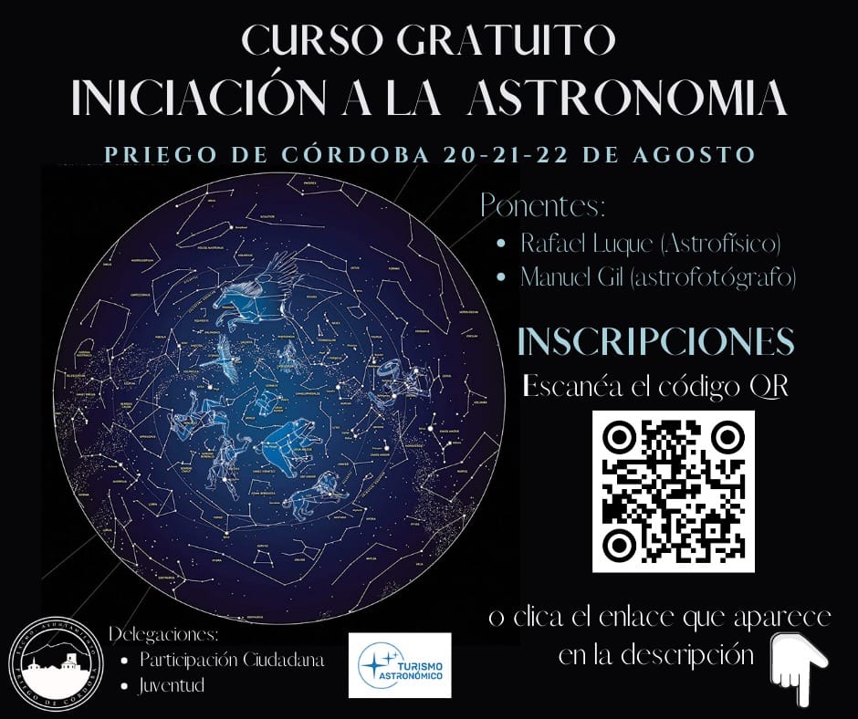 Priego de Córdoba. Curso: iniciación a la Astronomía 20-22 agosto.