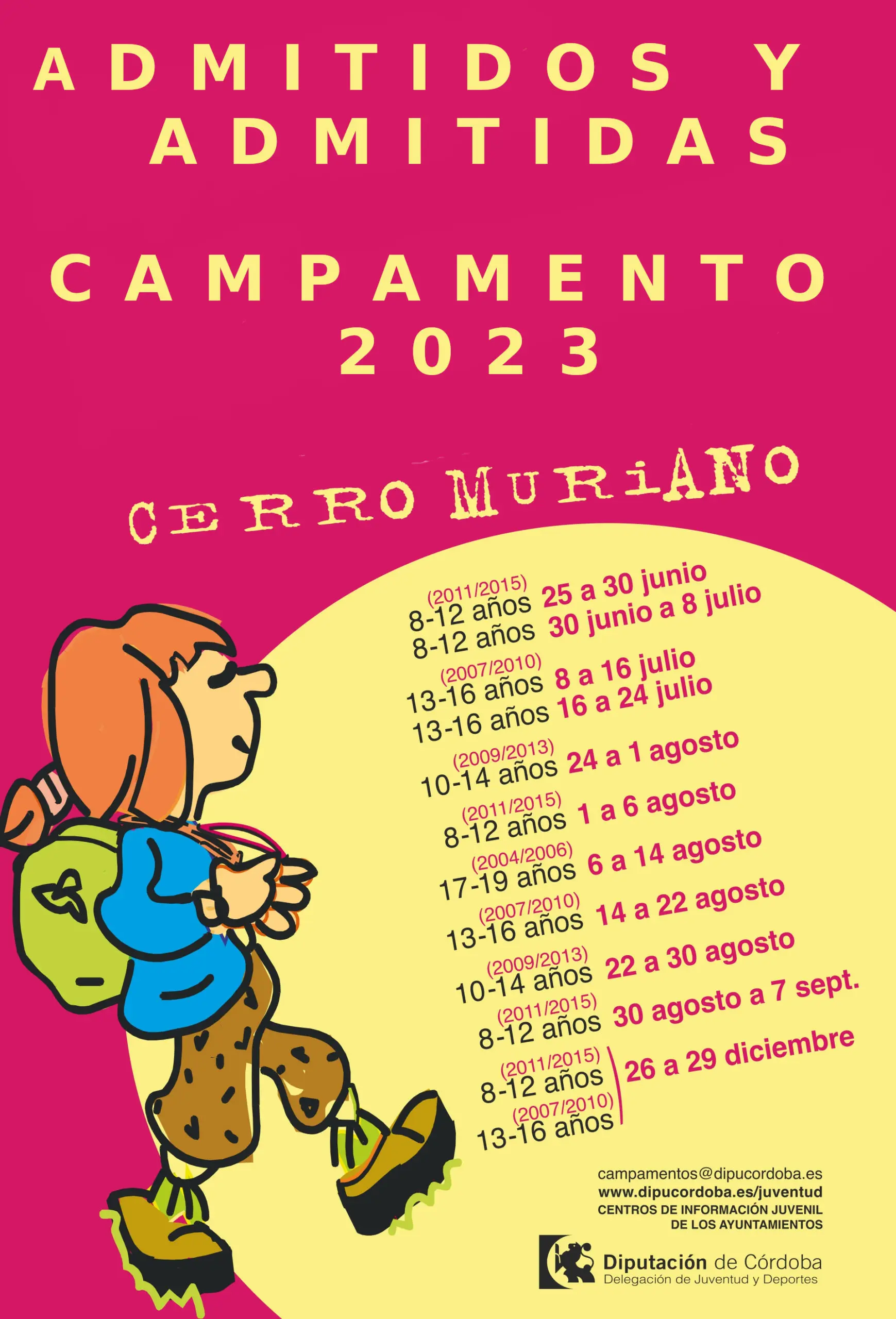 Listado de admitidos/as en los 10 turnos de  Campamentos de Verano en Cerro Muriano 2023