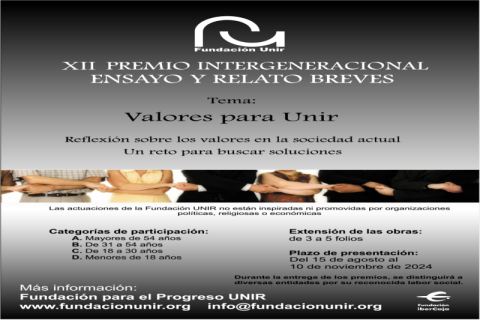 XII Premio intergeneracional de ensayo y relato breves «Valores para UNIR»